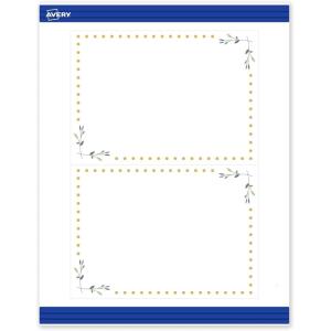 imageAvery Printable Rectangle Invitation Cards Gold MultiLined Border 5quot x 7quot Matte White LaserInkjet 20ct Great for Invitation CardsGreen Florals with Gold Dots