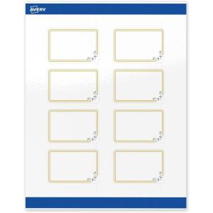 imageAvery Printable Rectangle Labels Gold Border Gold Dots 2quot x 3quot Glossy White Rectangle Labels Permanent LaserInkjet 80ct Great for Product MerchandisingDouble Gold Border With Florals