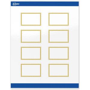 imageAvery Printable Rectangle Labels Gold Border Gold Dots 2quot x 3quot Glossy White Rectangle Labels Permanent LaserInkjet 80ct Great for Product MerchandisingGold Beads