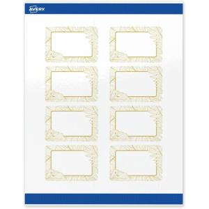 imageAvery Printable Rectangle Labels Gold Border Gold Dots 2quot x 3quot Glossy White Rectangle Labels Permanent LaserInkjet 80ct Great for Product MerchandisingGold Monstera Leaves