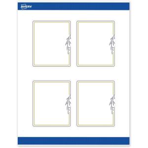 imageAvery Printable Rectangle Labels Gold Double Border Florals 4quot x 313quot Matte White Rectangle Labels Permanent LaserInkjet 40ct Great for Product MerchandisingGold  Navy Border With Florals
