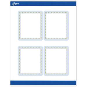 imageAvery Printable Rectangle Labels Gold Double Border Florals 4quot x 313quot Matte White Rectangle Labels Permanent LaserInkjet 40ct Great for Product MerchandisingBlue Border With Gold Dots
