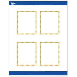imageAvery Printable Rectangle Labels Gold Double Border Florals 4quot x 313quot Matte White Rectangle Labels Permanent LaserInkjet 40ct Great for Product MerchandisingGold Beads