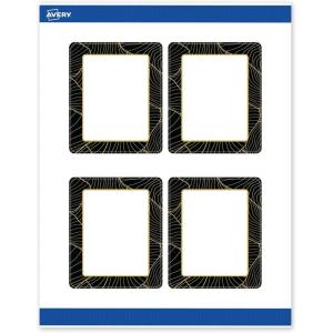 imageAvery Printable Rectangle Labels Gold Double Border Florals 4quot x 313quot Matte White Rectangle Labels Permanent LaserInkjet 40ct Great for Product MerchandisingBlack Border With Gold Veins