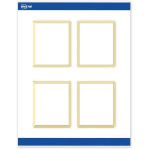 imageAvery Printable Rectangle Labels Gold Double Border Florals 4quot x 313quot Matte White Rectangle Labels Permanent LaserInkjet 40ct Great for Product MerchandisingMultilined Gold Border