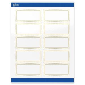 imageAvery Printable Rectangle Labels Gold MultiLined Border 2quot x 4quot Matte White Rectangle Labels Permanent LaserInkjet 100ct Great for Product MerchandisingGold Border With Gold Dots