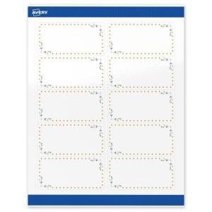 imageAvery Printable Rectangle Labels Gold MultiLined Border 2quot x 4quot Matte White Rectangle Labels Permanent LaserInkjet 100ct Great for Product MerchandisingGreen Florals With Gold Dots