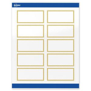 imageAvery Printable Rectangle Labels Gold MultiLined Border 2quot x 4quot Matte White Rectangle Labels Permanent LaserInkjet 100ct Great for Product MerchandisingGold Beads