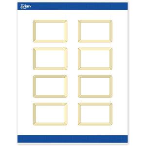 imageAvery Printable Rectangle Labels Gold ampamp Navy Border Florals 2quot x 3quot Matte White Rectangle Labels Permanent LaserInkjet 80ct Great for Product MerchandisingMultilined Gold Border