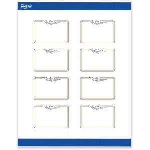imageAvery Printable Rectangle Labels Gold ampamp Navy Border Florals 2quot x 3quot Matte White Rectangle Labels Permanent LaserInkjet 80ct Great for Product MerchandisingGold  Navy Border With Florals