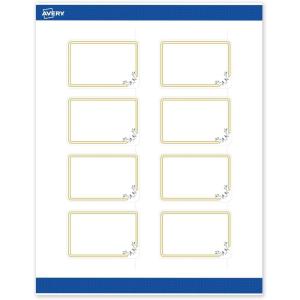 imageAvery Printable Rectangle Labels Gold ampamp Navy Border Florals 2quot x 3quot Matte White Rectangle Labels Permanent LaserInkjet 80ct Great for Product MerchandisingDouble Gold Border With Florals