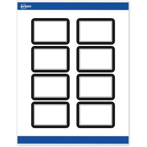 imageAvery Printable Rectangle Labels Gold ampamp Navy Border Florals 2quot x 3quot Matte White Rectangle Labels Permanent LaserInkjet 80ct Great for Product MerchandisingDouble Black Border