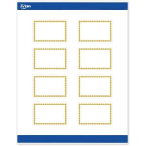 imageAvery Printable Rectangle Labels Gold ampamp Navy Border Florals 2quot x 3quot Matte White Rectangle Labels Permanent LaserInkjet 80ct Great for Product MerchandisingGold Beads