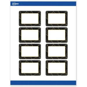 imageAvery Printable Rectangle Labels Gold ampamp Navy Border Florals 2quot x 3quot Matte White Rectangle Labels Permanent LaserInkjet 80ct Great for Product MerchandisingBlack Border With Gold Veins