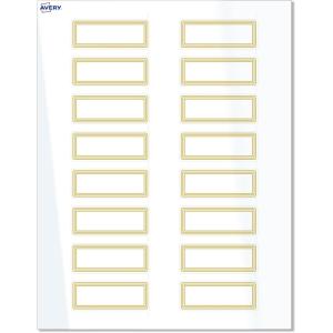 imageAvery Printable Rectangle Labels Sure Feed Technology Blue Border Gold Dots Design 1quot x 258quot Glossy White Permanent Adhesive LaserInkjet 160 Total Great for AddressingMultilined Gold Border