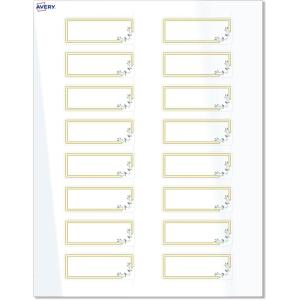 imageAvery Printable Rectangle Labels Sure Feed Technology Blue Border Gold Dots Design 1quot x 258quot Glossy White Permanent Adhesive LaserInkjet 160 Total Great for AddressingDouble Gold Border With Florals