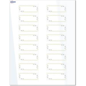 imageAvery Printable Rectangle Labels Sure Feed Technology Blue Border Gold Dots Design 1quot x 258quot Glossy White Permanent Adhesive LaserInkjet 160 Total Great for AddressingGreen Florals With Gold Dots