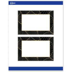imageAvery Printable Rectangle Postcards Gold MultiLined Border 4quot x 6quot Matte White LaserInkjet 20ct Great for PostcardsBlack Border with Gold Veins
