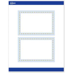 imageAvery Printable Rectangle Postcards Gold MultiLined Border 4quot x 6quot Matte White LaserInkjet 20ct Great for PostcardsBlue Border with Gold Dots