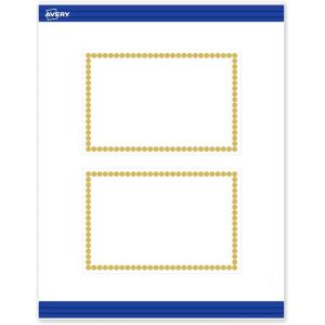 imageAvery Printable Rectangle Postcards Gold MultiLined Border 4quot x 6quot Matte White LaserInkjet 20ct Great for PostcardsGold Beads