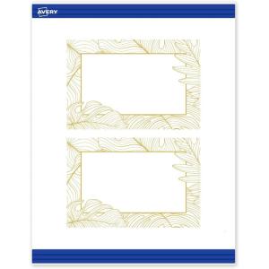 imageAvery Printable Rectangle Postcards Gold MultiLined Border 4quot x 6quot Matte White LaserInkjet 20ct Great for PostcardsGold Monstera Leaves