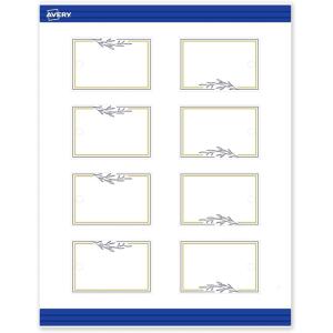 imageAvery Printable Rectangle Tags Gold Dots Green Florals 2quot x 3quot Matte White LaserInkjet 80ct Great for Product TagsGold  Navy Border With Florals
