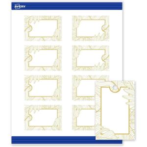 imageAvery Printable Rectangle Tags Gold Dots Green Florals 2quot x 3quot Matte White LaserInkjet 80ct Great for Product TagsGold Monstera Leaves