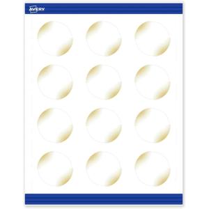 imageAvery Printable Round Cards Sure Feed Technology Blue Border Gold Dots Design 2quot Diameter Matte White Cards LaserInkjet 120 Total Great for Product TagsGold Blush