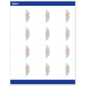 imageAvery Printable Round Cards Sure Feed Technology Blue Border Gold Dots Design 2quot Diameter Matte White Cards LaserInkjet 120 Total Great for Product TagsWatercolors with Gold Ginkgo Leaves