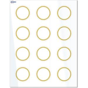 imageAvery Printable Round Labels Sure Feed Technology Gold Beads Design 2quot Diameter Glossy White Permanent Adhesive LaserInkjet 120 Total Great for Product MerchandisingGold Beads