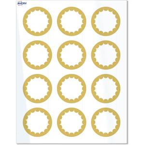 imageAvery Printable Round Labels Sure Feed Technology Gold Beads Design 2quot Diameter Glossy White Permanent Adhesive LaserInkjet 120 Total Great for Product MerchandisingGold Dots Edge