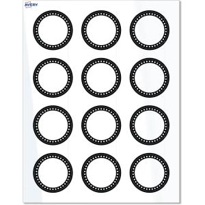 imageAvery Printable Round Labels Sure Feed Technology Gold Beads Design 2quot Diameter Glossy White Permanent Adhesive LaserInkjet 120 Total Great for Product MerchandisingBlack  White Polka Dots