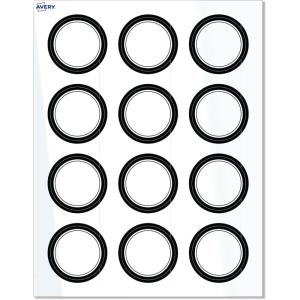 imageAvery Printable Round Labels Sure Feed Technology Gold Beads Design 2quot Diameter Glossy White Permanent Adhesive LaserInkjet 120 Total Great for Product MerchandisingDouble Black Border