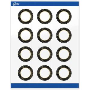 imageAvery Printable Round Labels Sure Feed Technology Gold Beads Design 2quot Diameter Glossy White Permanent Adhesive LaserInkjet 120 Total Great for Product MerchandisingBlack Border With Gold Veins