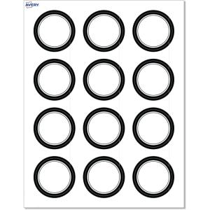 imageAvery Printable Round Labels Sure Feed Technology Gold Dots Edge Design 2quot Diameter Matte White Permanent Labels LaserInkjet 120 Total Great for Product MerchandisingDouble Black Border