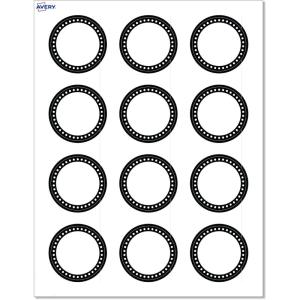 imageAvery Printable Round Labels Sure Feed Technology Gold Dots Edge Design 2quot Diameter Matte White Permanent Labels LaserInkjet 120 Total Great for Product MerchandisingBlack  White Polka Dots
