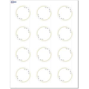 imageAvery Printable Round Labels Sure Feed Technology Gold Dots Edge Design 2quot Diameter Matte White Permanent Labels LaserInkjet 120 Total Great for Product MerchandisingGreen Florals With Gold Dots