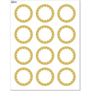 imageAvery Printable Round Labels Sure Feed Technology Gold Dots Edge Design 2quot Diameter Matte White Permanent Labels LaserInkjet 120 Total Great for Product MerchandisingGold Dots Edge