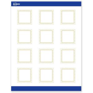 imageAvery Printable Square Cards Gold Dots Green Florals 2quot x 2quot Matte White Square Cards LaserInkjet 120ct Great for Business PromotionGold Border with Gold Dots