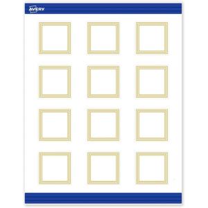 imageAvery Printable Square Cards Gold Dots Green Florals 2quot x 2quot Matte White Square Cards LaserInkjet 120ct Great for Business PromotionMultiLined Gold Border