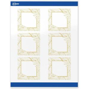 imageAvery Printable Square Labels Gold Dots Green Florals 3quot x 3quot Glossy White Square Labels Permanent LaserInkjet 60ct Great for Product MerchandisingGold Monstera Leaves