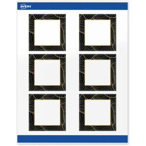 imageAvery Printable Square Labels Gold Dots Green Florals 3quot x 3quot Glossy White Square Labels Permanent LaserInkjet 60ct Great for Product MerchandisingBlack Border With Gold Veins