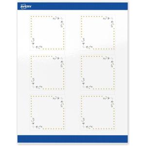 imageAvery Printable Square Labels Gold Dots Green Florals 3quot x 3quot Glossy White Square Labels Permanent LaserInkjet 60ct Great for Product MerchandisingGreen Florals With Gold Dots
