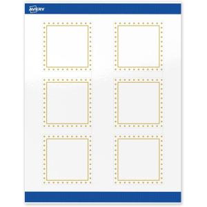 imageAvery Printable Square Labels Gold Dots Green Florals 3quot x 3quot Glossy White Square Labels Permanent LaserInkjet 60ct Great for Product MerchandisingGold Border With Gold Dots