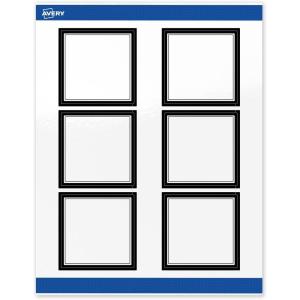 imageAvery Printable Square Labels Gold Dots Green Florals 3quot x 3quot Glossy White Square Labels Permanent LaserInkjet 60ct Great for Product MerchandisingDouble Black Border