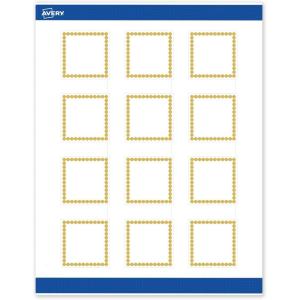 imageAvery Printable Square Labels GoldDipped Edge 2quot x 2quot Matte White Square Labels Permanent LaserInkjet 120ct Great for Product MerchandisingGold Beads