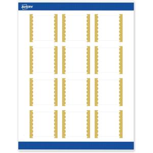 imageAvery Printable Square Labels GoldDipped Edge 2quot x 2quot Matte White Square Labels Permanent LaserInkjet 120ct Great for Product MerchandisingGold Dots Edge