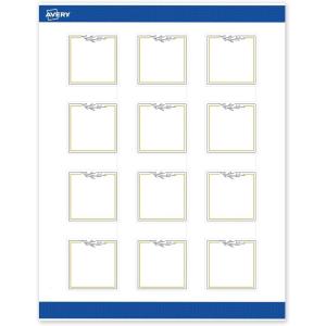 imageAvery Printable Square Labels GoldDipped Edge 2quot x 2quot Matte White Square Labels Permanent LaserInkjet 120ct Great for Product MerchandisingGold  Navy Border With Florals