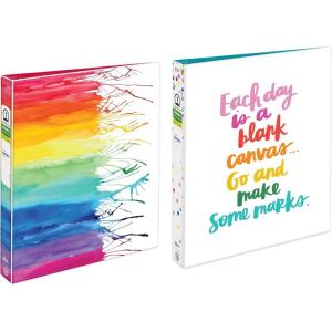 imageAvery  Amy Tangerine Designer Binders 1quot Round Rings 175Sheet Capacity Watercolor ampamp Canvas 2 Binders 268532 Binders