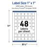 imageAvery Outdoor Waterproof Square Labels with Sure Feed Technology 1quot x 1quot White Film PrinttoTheEdge Compatible with Laser Printers 1200 Labels Total4 800 labels